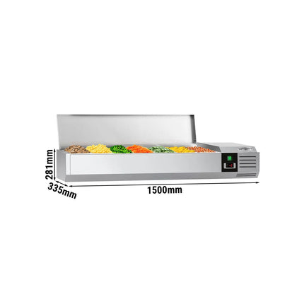 GGM Gastro Countertop Prep Well / Refrigerated Topping Unit PREMIUM - 1500x281/335mm - 7x GN 1/4