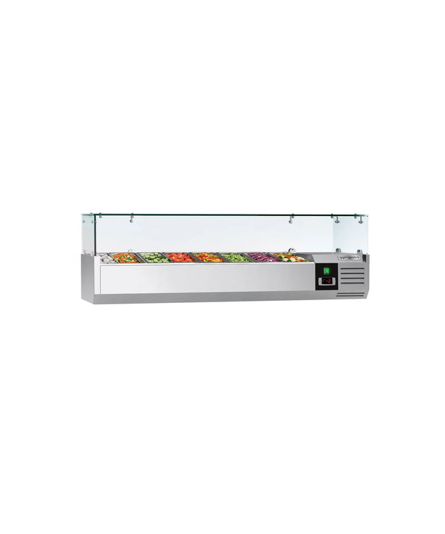 GGM Gastro Countertop Prep Well / Refrigerated Topping Unit PREMIUM - 1600x335mm - 7x GN 1/4