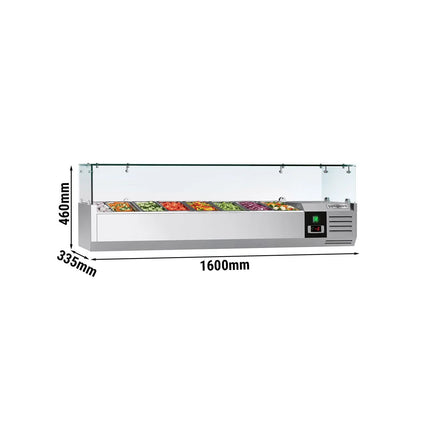 GGM Gastro Countertop Prep Well / Refrigerated Topping Unit PREMIUM - 1600x335mm - 7x GN 1/4