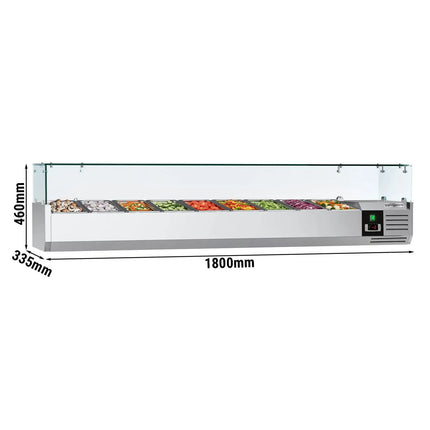 GGM Gastro Countertop Prep Well / Refrigerated Topping Unit PREMIUM - 1800x335mm - 8x GN 1/4