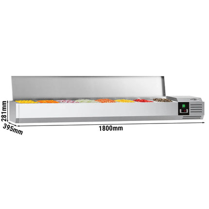 GGM Gastro Countertop Prep Well / Refrigerated Topping Unit PREMIUM - 1800x395mm - 8x GN 1/3