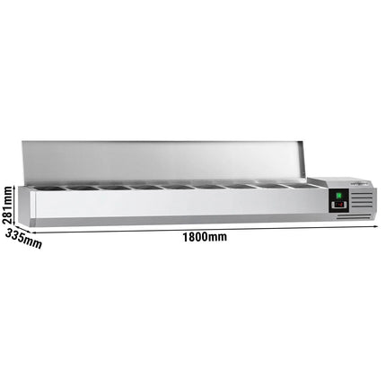 GGM Gastro Countertop Prep Well / Refrigerated Topping Unit PREMIUM - 1800x335mm - 8x GN 1/4