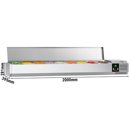 GGM Gastro Countertop Prep Well / Refrigerated Topping Unit PREMIUM - 2000x395mm - 9x GN 1/3