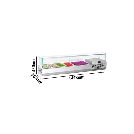 GGM Gastro Countertop Prep Well / Refrigerated Topping Unit PREMIUM PLUS - 1493x353mm - 6x GN 1/4