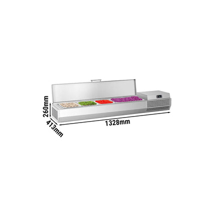 GGM Gastro Countertop Prep Well / Refrigerated Topping Unit PREMIUM PLUS - 1328x353mm - 5x GN 1/4
