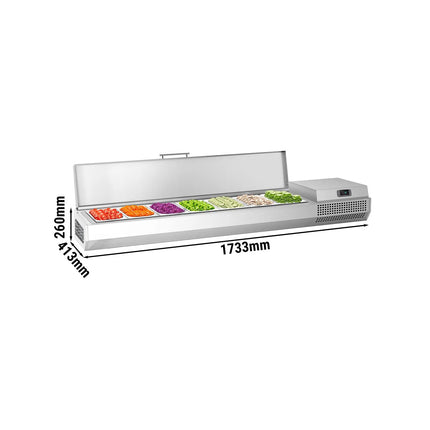 GGM Gastro Countertop Prep Well / Refrigerated Topping Unit PREMIUM PLUS - 1733x413mm - 6x GN 1/3