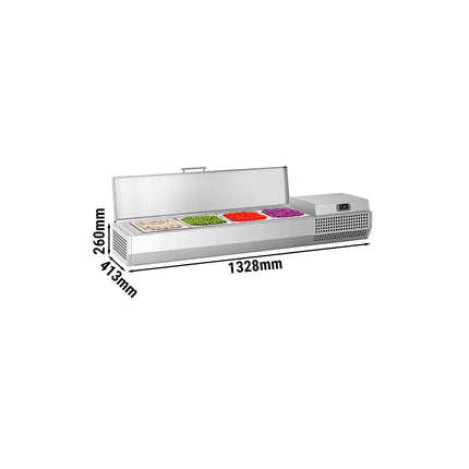 GGM Gastro Countertop Prep Well / Refrigerated Topping Unit PREMIUM PLUS - 1328x260/413mm - 4x GN 1/3