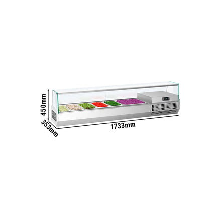 GGM Gastro Countertop Prep Well / Refrigerated Topping Unit PREMIUM PLUS - 1733x353mm - 7x GN 1/4