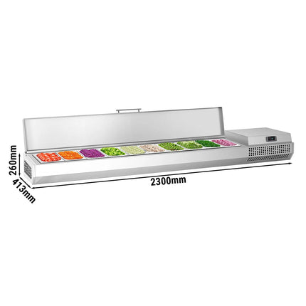 GGM Gastro Countertop Prep Well / Refrigerated Topping Unit PREMIUM PLUS - 2300x413mm - 10x GN 1/3