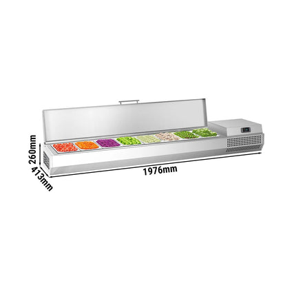 GGM Gastro Countertop Prep Well / Refrigerated Topping Unit PREMIUM PLUS - 1976x260mm - 8x GN 1/3