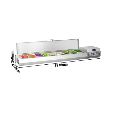 GGM Gastro Countertop Prep Well / Refrigerated Topping Unit PREMIUM PLUS - 1976x353mm - 9x GN 1/4