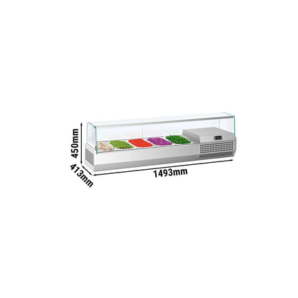GGM Gastro Countertop Prep Well / Refrigerated Topping Unit PREMIUM PLUS - 1493x413mm - 5x GN 1/3