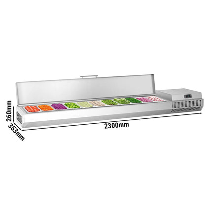 GGM Gastro Countertop Prep Well / Refrigerated Topping Unit PREMIUM PLUS - 2300x353mm - 11x GN 1/4