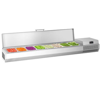GGM Gastro Countertop Prep Well / Refrigerated Topping Unit PREMIUM PLUS - 1976x260mm - 8x GN 1/3