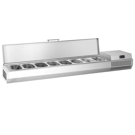 GGM Gastro Countertop Prep Well / Refrigerated Topping Unit PREMIUM PLUS - 1976x260mm - 8x GN 1/3
