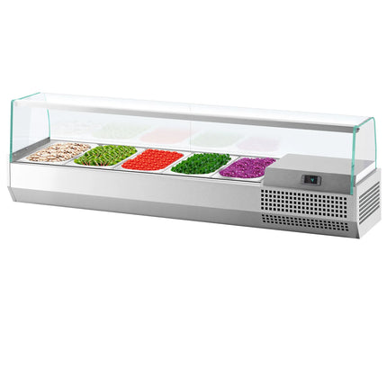 GGM Gastro Countertop Prep Well / Refrigerated Topping Unit PREMIUM PLUS - 1493x413mm - 5x GN 1/3