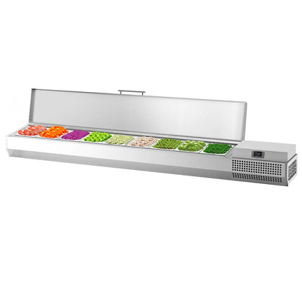 GGM Gastro Countertop Prep Well / Refrigerated Topping Unit PREMIUM PLUS - 1976x353mm - 9x GN 1/4