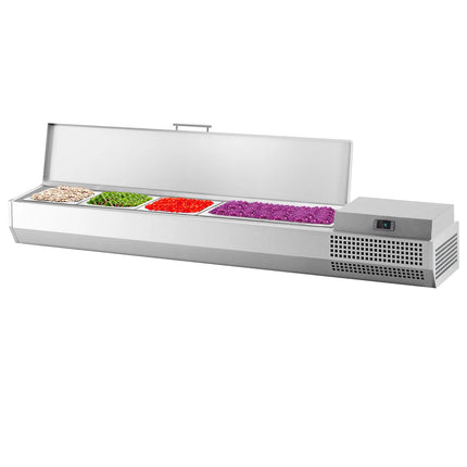 GGM Gastro Countertop Prep Well / Refrigerated Topping Unit PREMIUM PLUS - 1328x353mm - 5x GN 1/4
