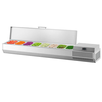 GGM Gastro Countertop Prep Well / Refrigerated Topping Unit PREMIUM PLUS - 1976x260mm - 8x GN 1/3