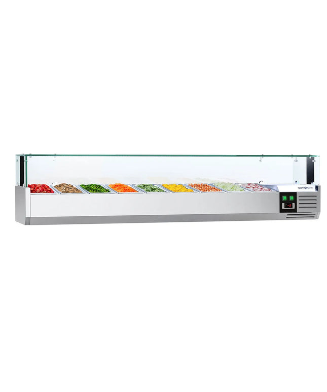GGM Gastro Countertop Prep Well / Refrigerated Topping Unit PREMIUM - with LED Lighting - 2000x395mm - 9x GN 1/3