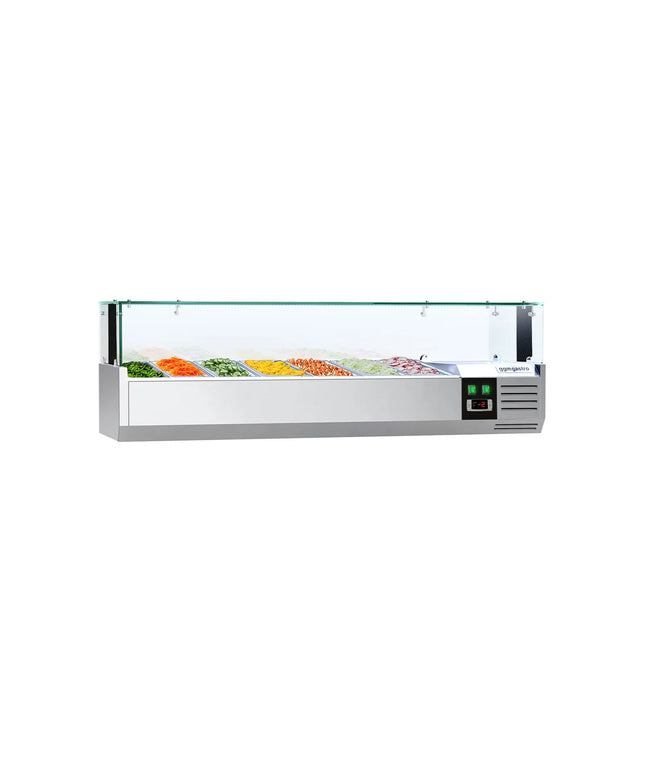GGM Gastro Countertop Prep Well / Refrigerated Topping Unit PREMIUM - with LED Lighting - 1500x335mm - 7x GN 1/4
