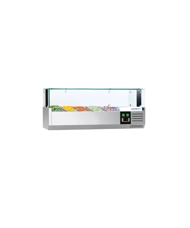 GGM Gastro Countertop Prep Well / Refrigerated Topping Unit PREMIUM - with LED Lighting - 1200x335mm - 5x GN 1/4