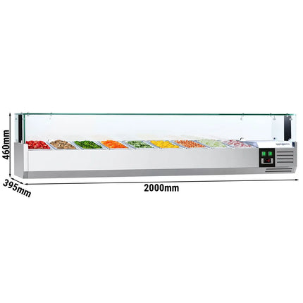 GGM Gastro Countertop Prep Well / Refrigerated Topping Unit PREMIUM - with LED Lighting - 2000x395mm - 9x GN 1/3