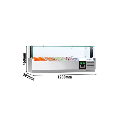 GGM Gastro Countertop Prep Well / Refrigerated Topping Unit PREMIUM - with LED Lighting - 1200x395mm - 3x GN 1/3 + 1x GN 1/2