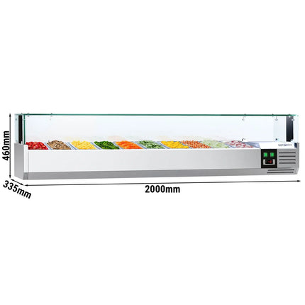 GGM Gastro Countertop Prep Well / Refrigerated Topping Unit PREMIUM - with LED Lighting - 2000x335mm - 10x GN 1/4