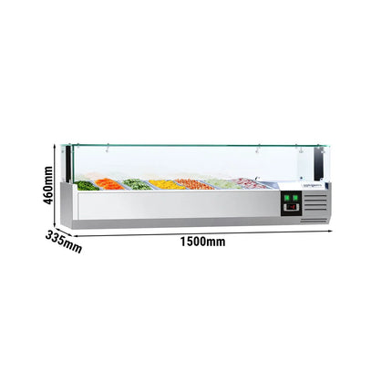 GGM Gastro Countertop Prep Well / Refrigerated Topping Unit PREMIUM - with LED Lighting - 1500x335mm - 7x GN 1/4