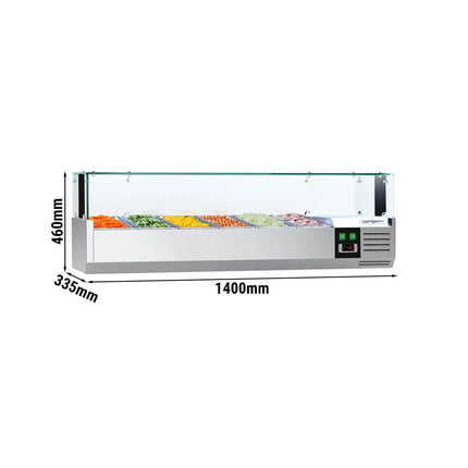 GGM Gastro Countertop Prep Well / Refrigerated Topping Unit PREMIUM - with LED Lighting - 1400x335mm - 6x GN 1/4