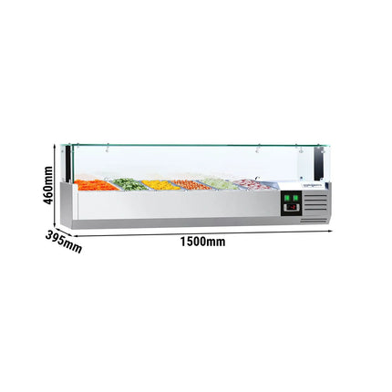 GGM Gastro Countertop Prep Well / Refrigerated Topping Unit PREMIUM - with LED Lighting - 1500x395mm - 5x GN 1/3 + 1x GN 1/2