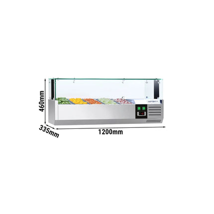 GGM Gastro Countertop Prep Well / Refrigerated Topping Unit PREMIUM - with LED Lighting - 1200x335mm - 5x GN 1/4