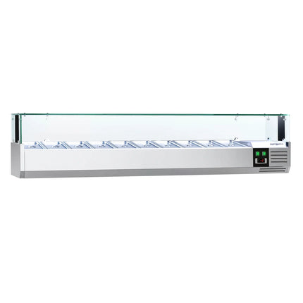 GGM Gastro Countertop Prep Well / Refrigerated Topping Unit PREMIUM - with LED Lighting - 2000x335mm - 10x GN 1/4