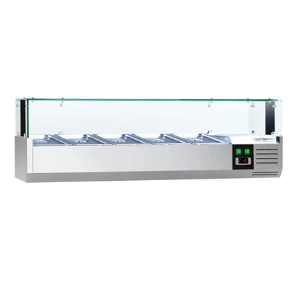 GGM Gastro Countertop Prep Well / Refrigerated Topping Unit PREMIUM - with LED Lighting - 1200x335mm - 5x GN 1/4