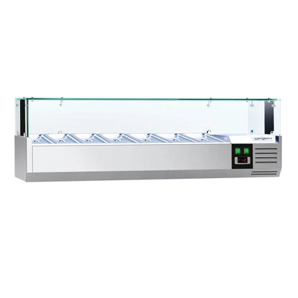 GGM Gastro Countertop Prep Well / Refrigerated Topping Unit PREMIUM - with LED Lighting - 1500x335mm - 7x GN 1/4