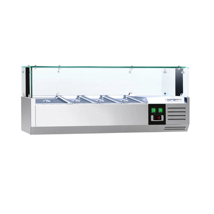 GGM Gastro Countertop Prep Well / Refrigerated Topping Unit PREMIUM - with LED Lighting - 1200x395mm - 3x GN 1/3 + 1x GN 1/2