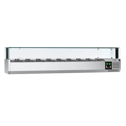 GGM Gastro Countertop Prep Well / Refrigerated Topping Unit PREMIUM - with LED Lighting - 2000x395mm - 9x GN 1/3
