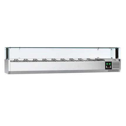 GGM Gastro Countertop Prep Well / Refrigerated Topping Unit PREMIUM - with LED Lighting - 2000x335mm - 10x GN 1/4