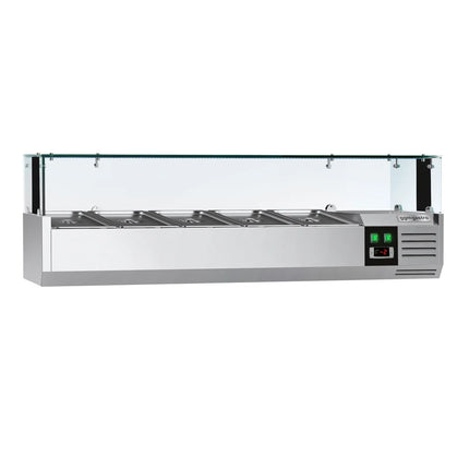 GGM Gastro Countertop Prep Well / Refrigerated Topping Unit PREMIUM - with LED Lighting - 1200x335mm - 5x GN 1/4