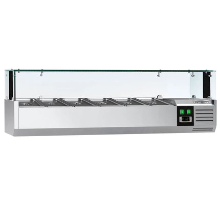GGM Gastro Countertop Prep Well / Refrigerated Topping Unit PREMIUM - with LED Lighting - 1400x335mm - 6x GN 1/4