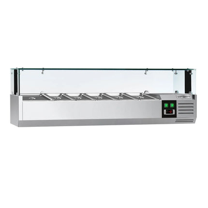 GGM Gastro Countertop Prep Well / Refrigerated Topping Unit PREMIUM - with LED Lighting - 1500x395mm - 5x GN 1/3 + 1x GN 1/2