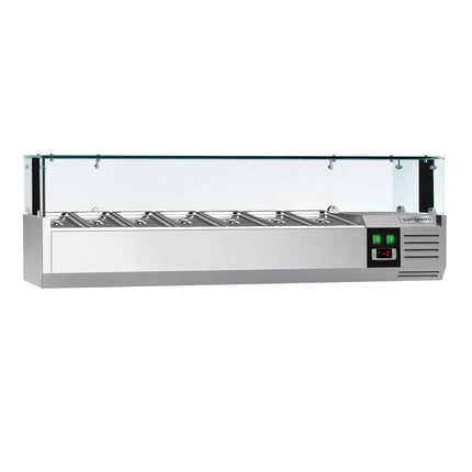 GGM Gastro Countertop Prep Well / Refrigerated Topping Unit PREMIUM - with LED Lighting - 1500x335mm - 7x GN 1/4