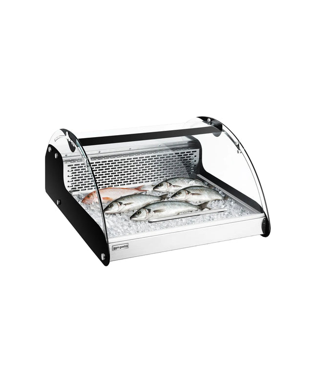 GGM Gastro Countertop refrigerated display case - 118L - 695mm - Double glazing - round - 1 folding glass door - for fresh fish