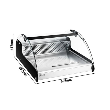 GGM Gastro Countertop refrigerated display case - 118L - 695mm - Double glazing - round - 1 folding glass door - for fresh fish