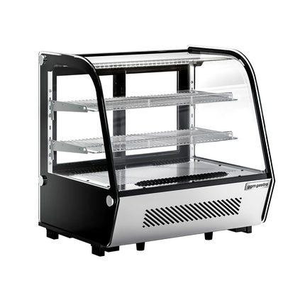 GGM Gastro Countertop refrigerated display case - 120L - 696mm - Double glazing - round - with 2 shelves - rear sliding glass doors
