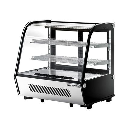 GGM Gastro Countertop refrigerated display case - 120L - 696mm - Double glazing - round - with 2 shelves - rear sliding glass doors