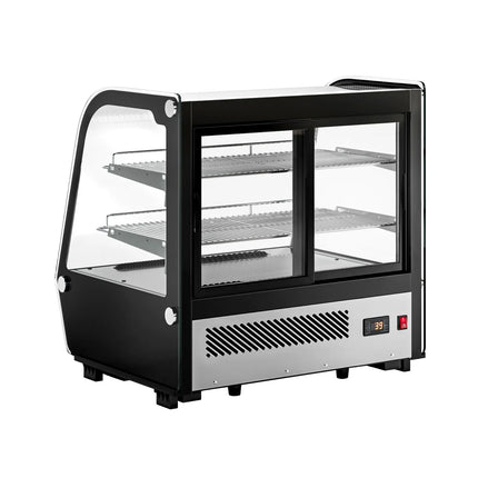 GGM Gastro Countertop refrigerated display case - 120L - 696mm - Double glazing - round - with 2 shelves - rear sliding glass doors