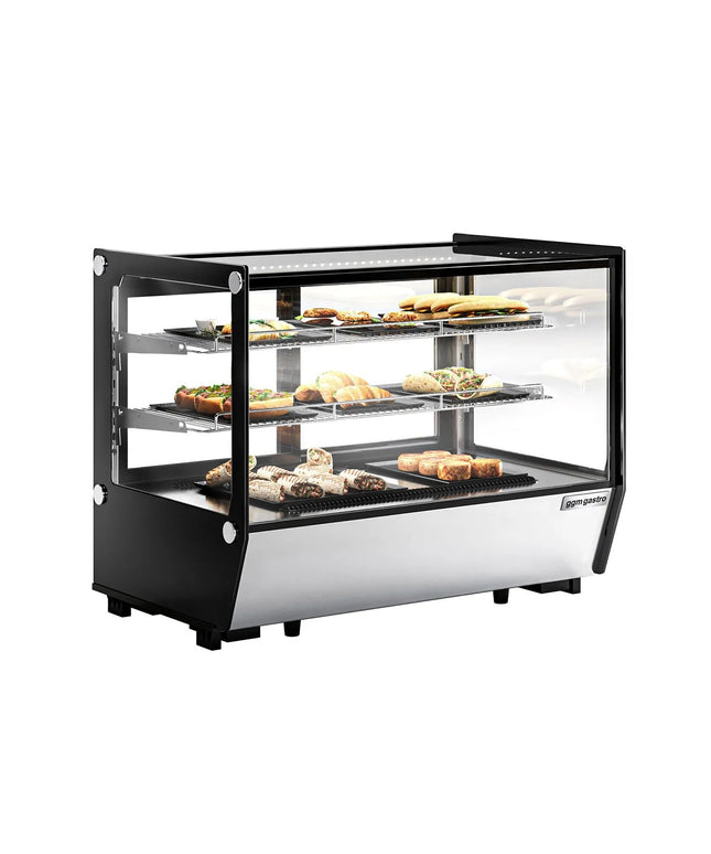 GGM Gastro Countertop refrigerated display case - 160L - 880mm - Double glazing - square - with 2 shelves - rear sliding glass doors