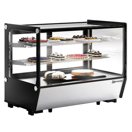 GGM Gastro Countertop refrigerated display case - 160L - 880mm - Double glazing - square - with 2 shelves - rear sliding glass doors